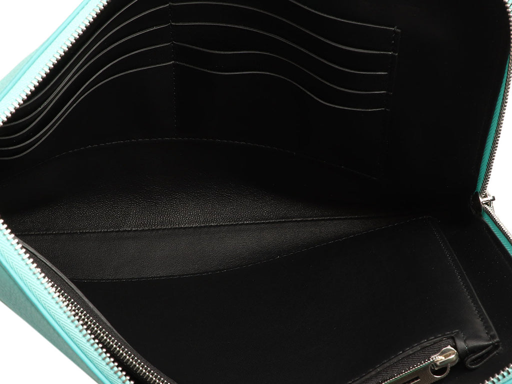 Tiffany Blue Pebbled Leather Signature Portfolio Clutch