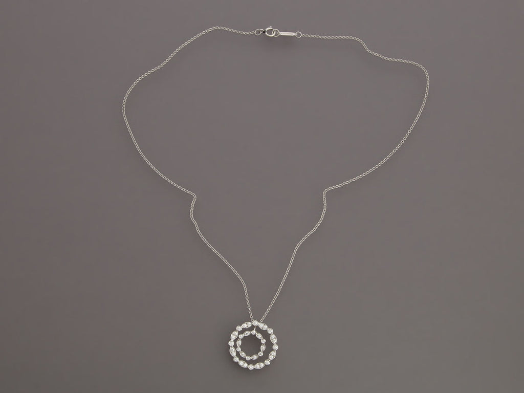 Tiffany & Co. Platinum Diamond Jazz Swing Circle Pendant Necklace