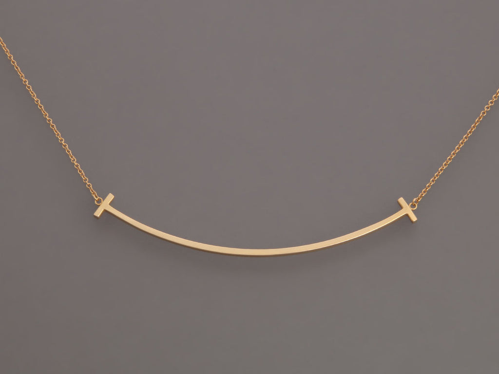 Tiffany & Co. Large 18K Yellow Gold T Smile Necklace