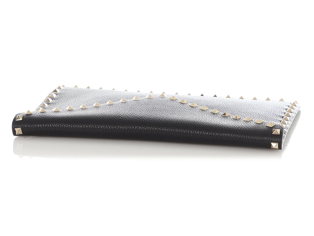 Valentino Large Black Rockstud Envelope Clutch