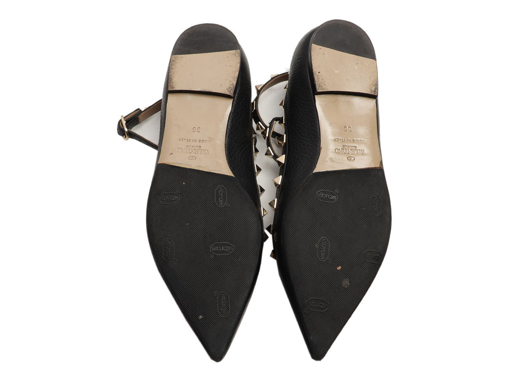 Valentino Black Caged Rockstud Ballerina Flats