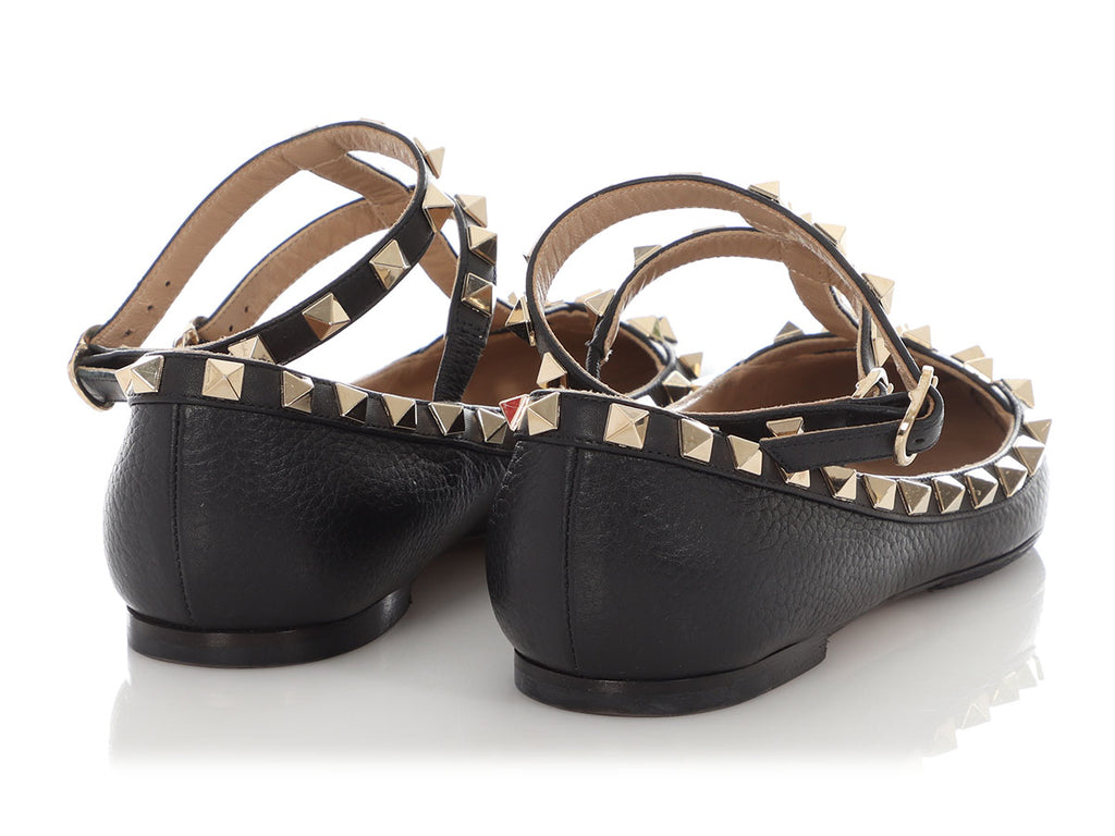 Valentino Black Caged Rockstud Ballerina Flats