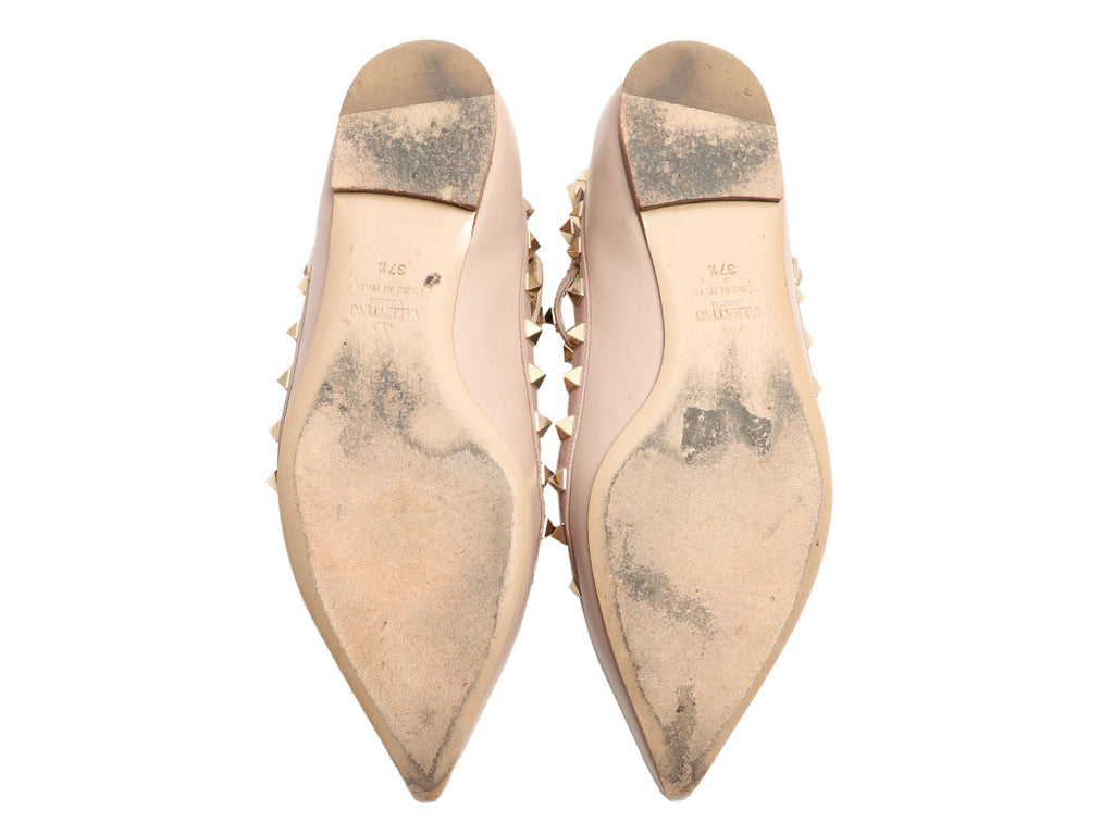 Valentino Beige Rockstud Ballerina Flats