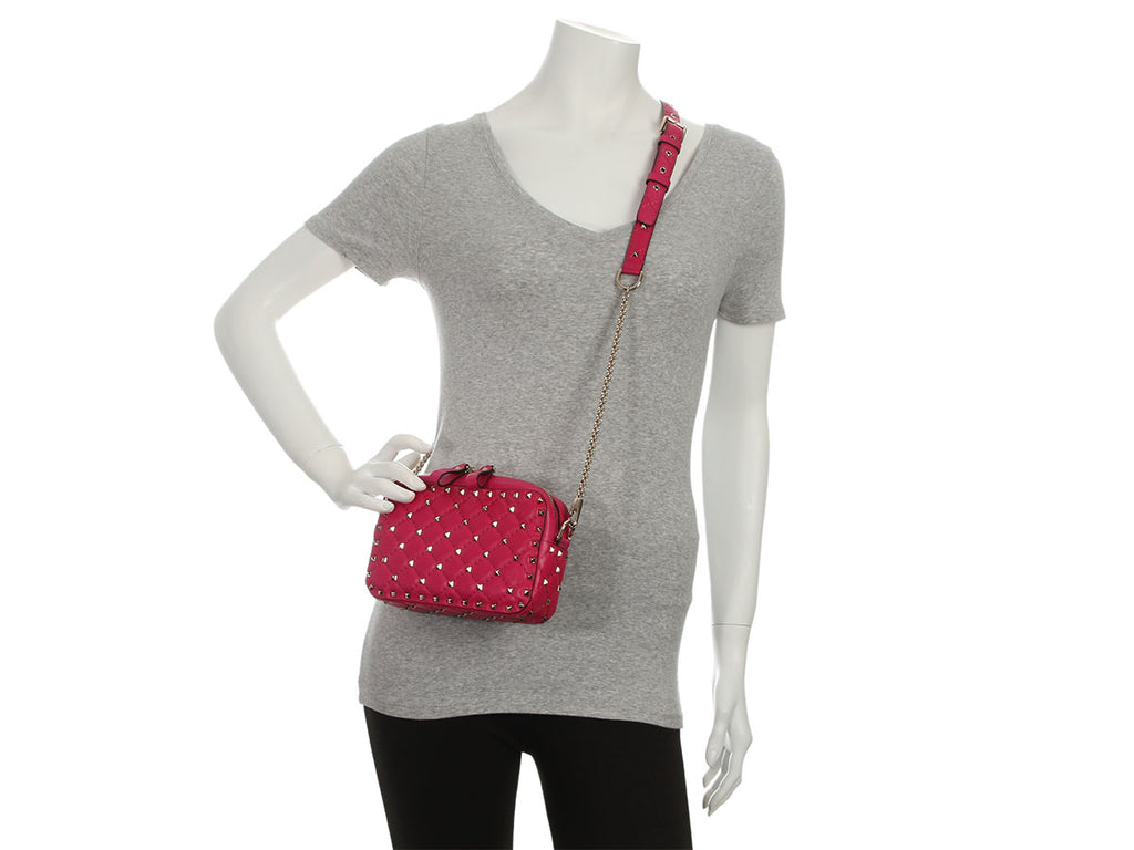 Valentino Small Magenta Rockstud Camera Crossbody
