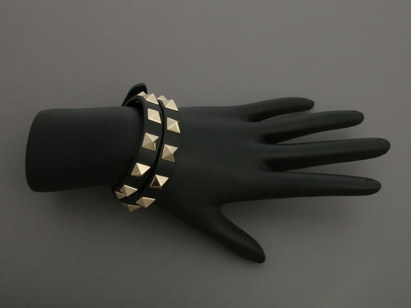 Valentino Black Rockstud Double Wrap Bracelet