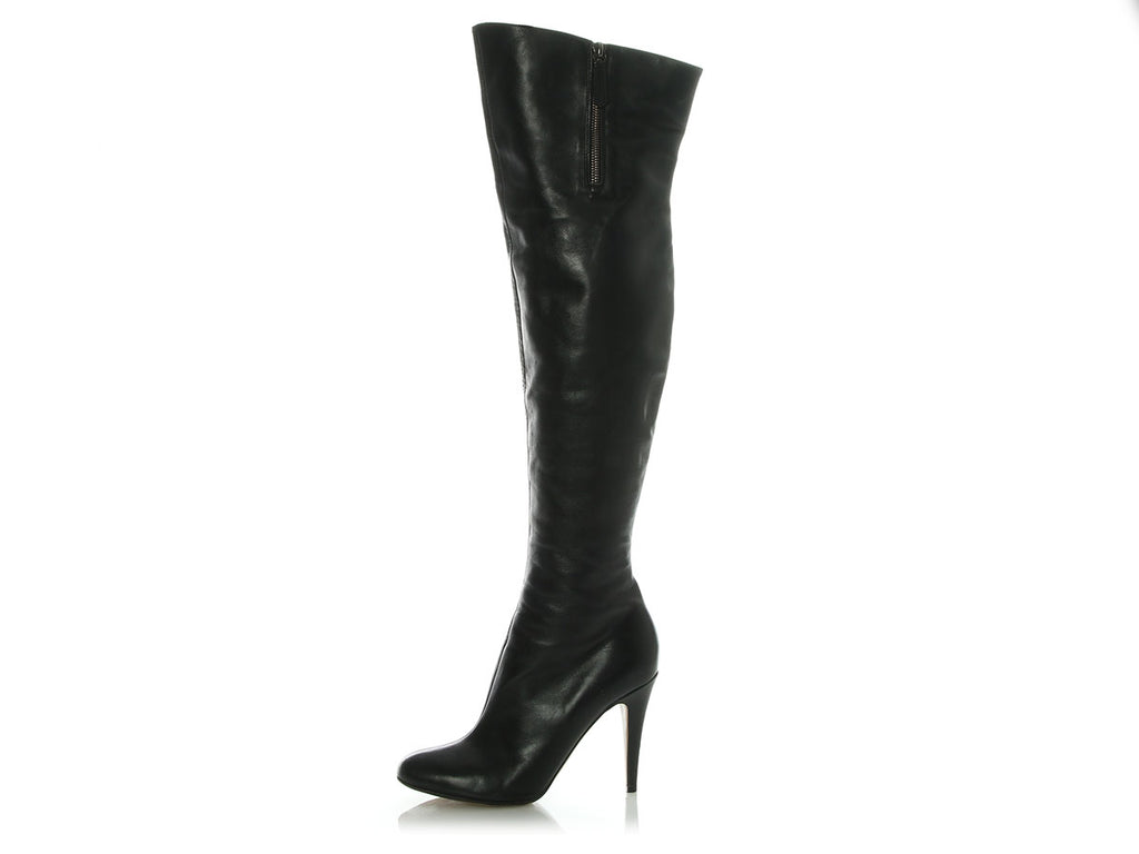 Valentino Black Leather Knee-High Boots