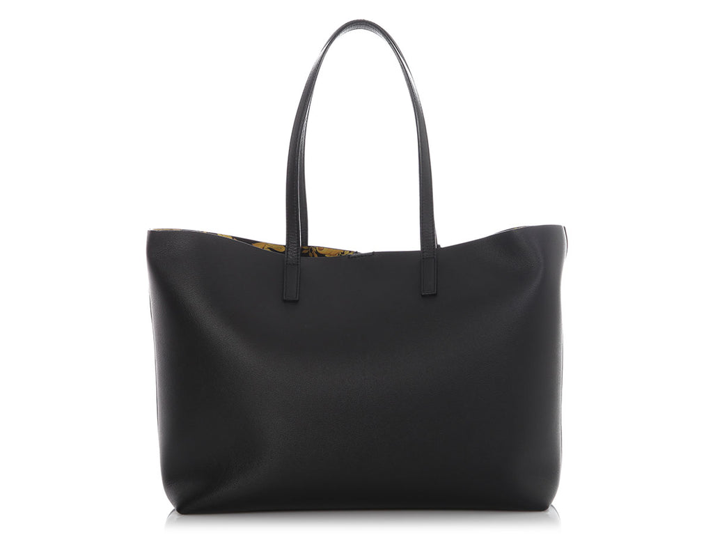 Versace Black Leather Virtus Tote
