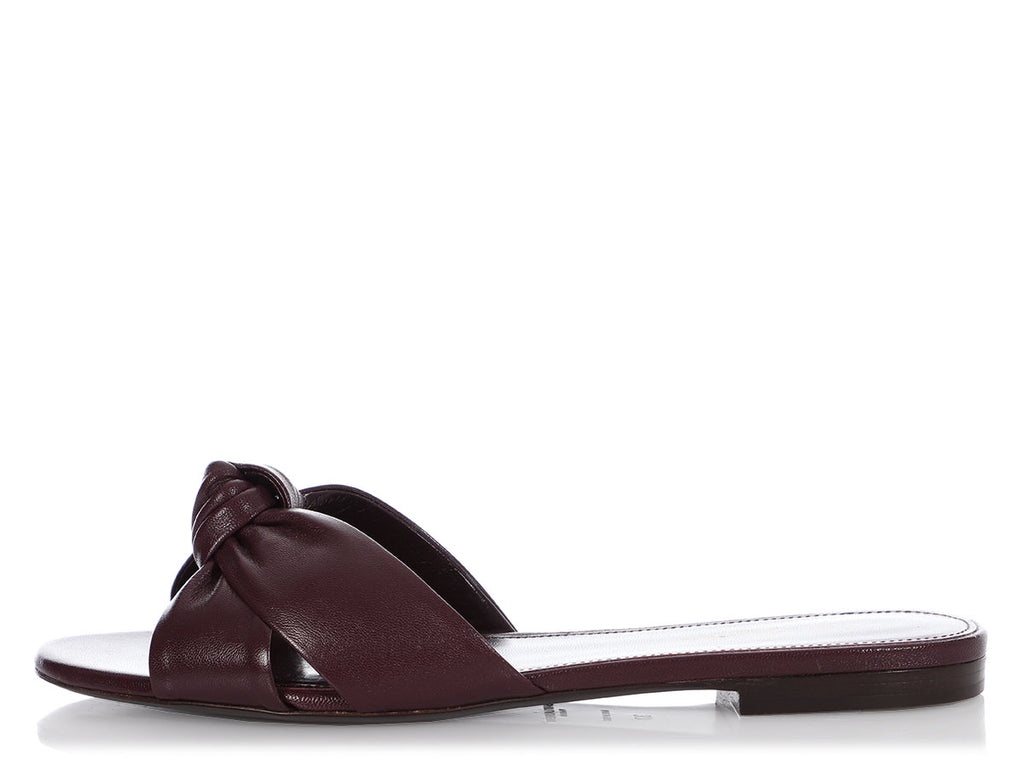 Saint Laurent Wine-Red Flat Sandals