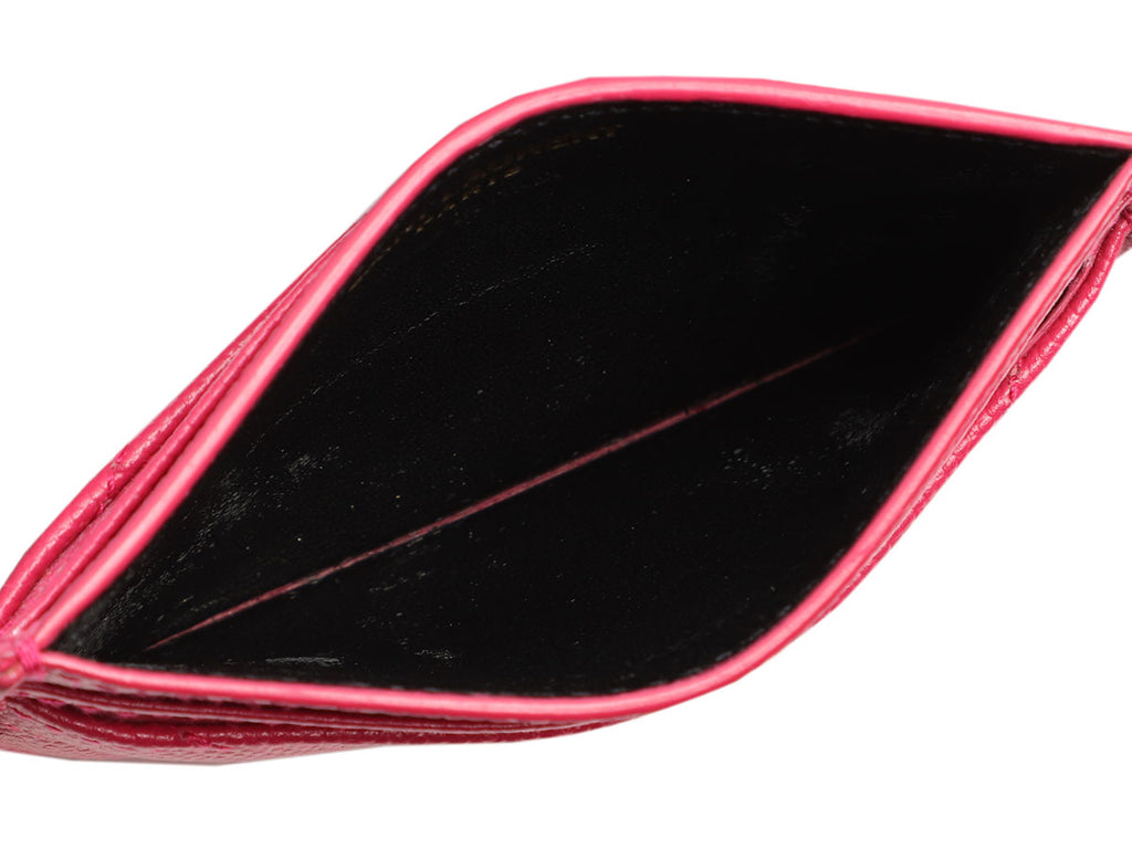 Saint Laurent Pink Grain de Poudre Cassandre Matelassé Card Holder