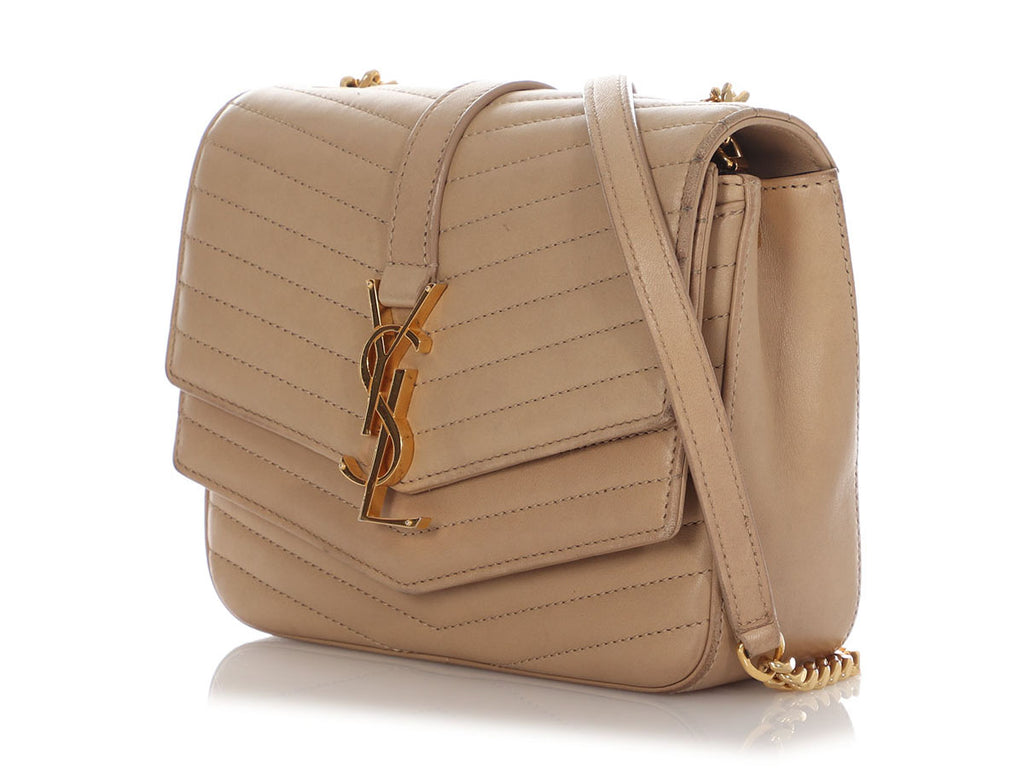 Saint Laurent Beige Le Double Flap