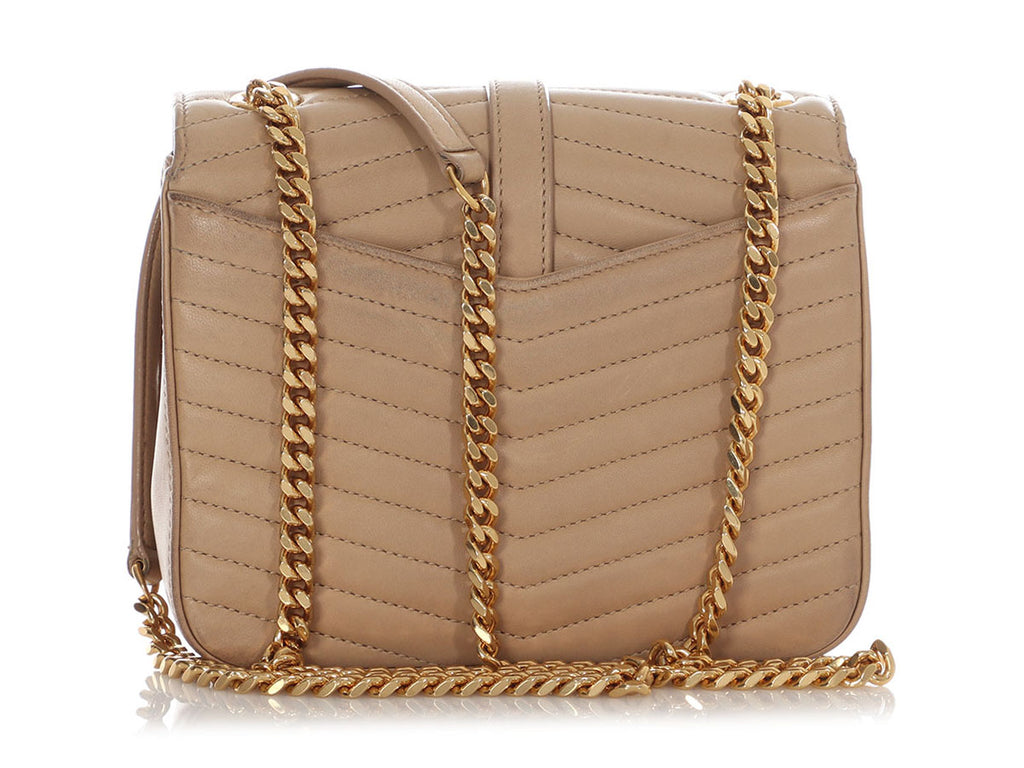 Saint Laurent Beige Le Double Flap