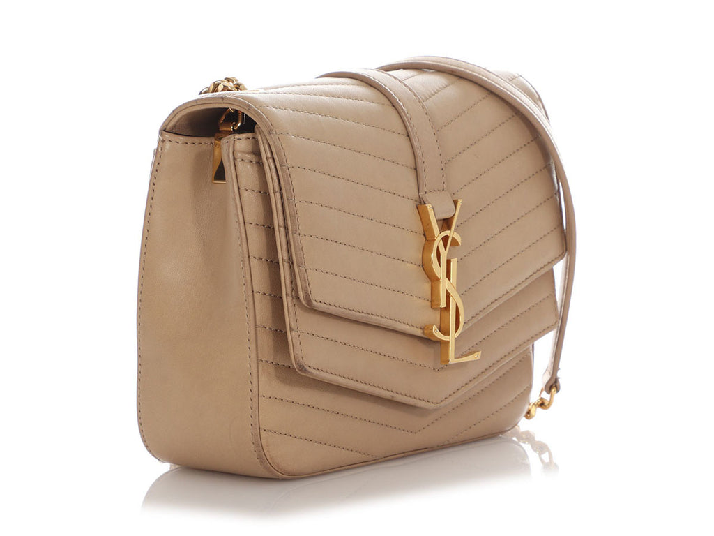 Saint Laurent Beige Le Double Flap