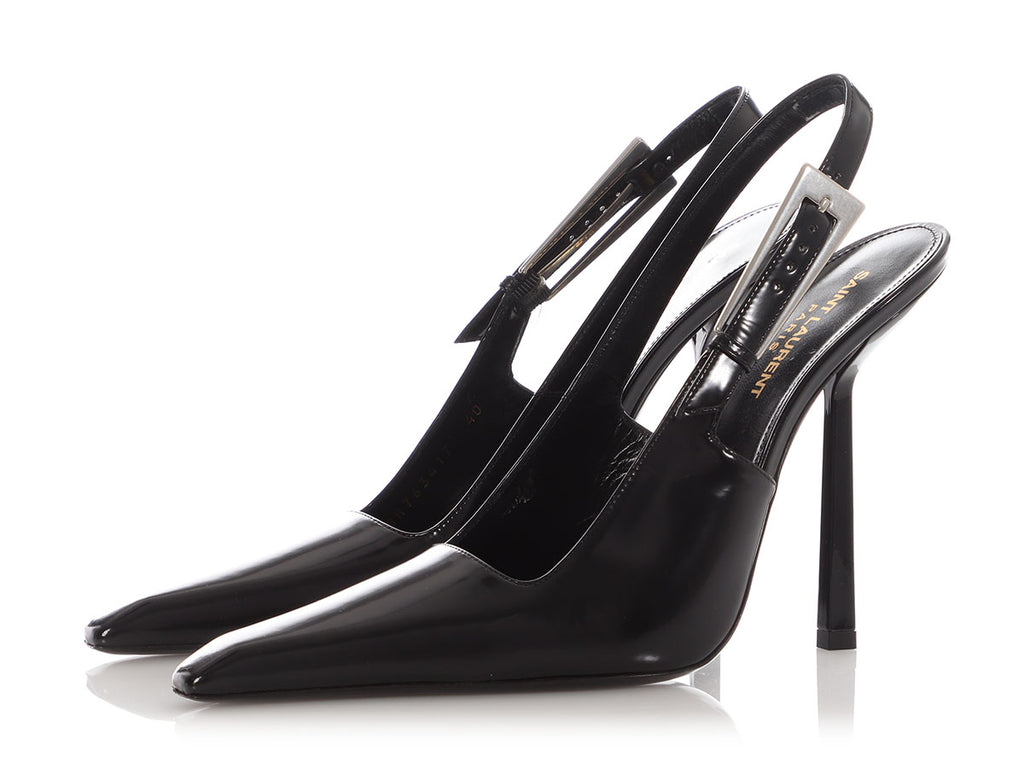 Saint Laurent Black Lee Slingback Pumps