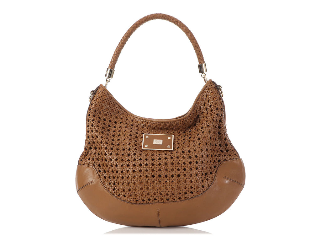 Anya Hindmarch Brown Woven Leather Jethro Hobo