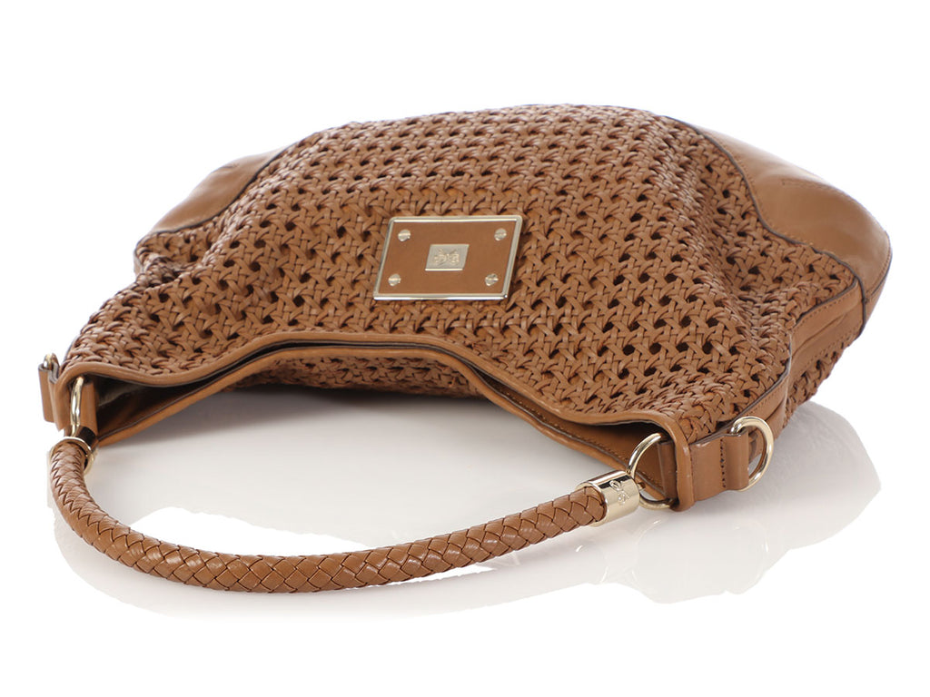 Anya Hindmarch Brown Woven Leather Jethro Hobo