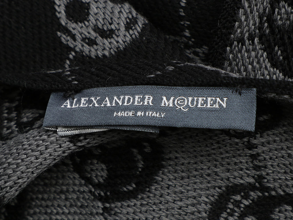 Alexander McQueen Black and Gray Reversible Skull Scarf