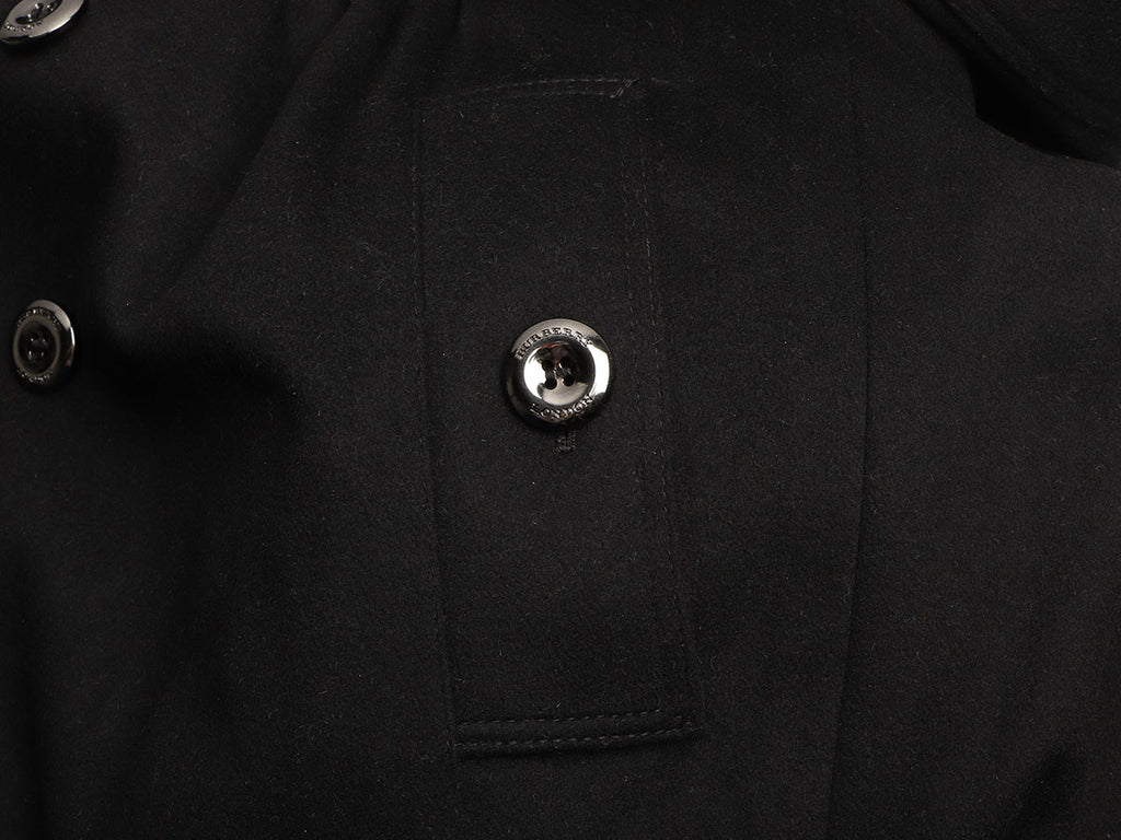 Burberry Black Coatbridge Fox Collar Wool Cashmere Coat