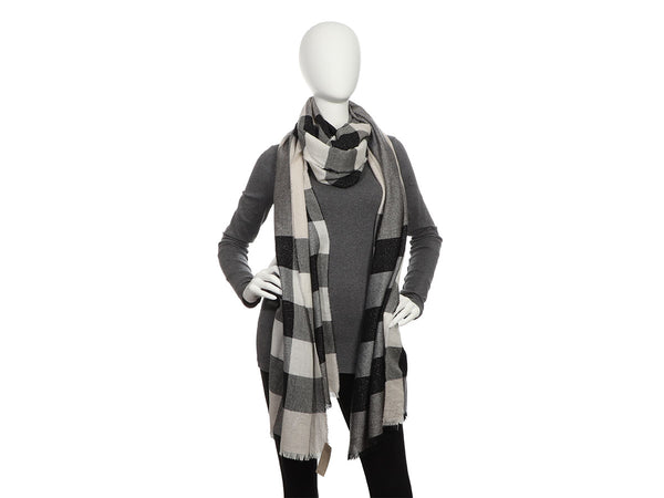 Burberry Black and Beige Sparkle Check Shawl