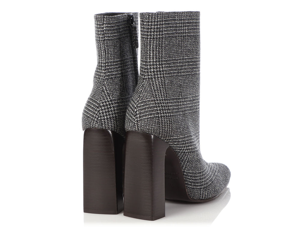 Balenciaga Black and Gray Tweed Ankle Boots