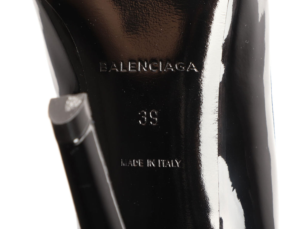 Balenciaga Black Patent and Velvet Knife Boots