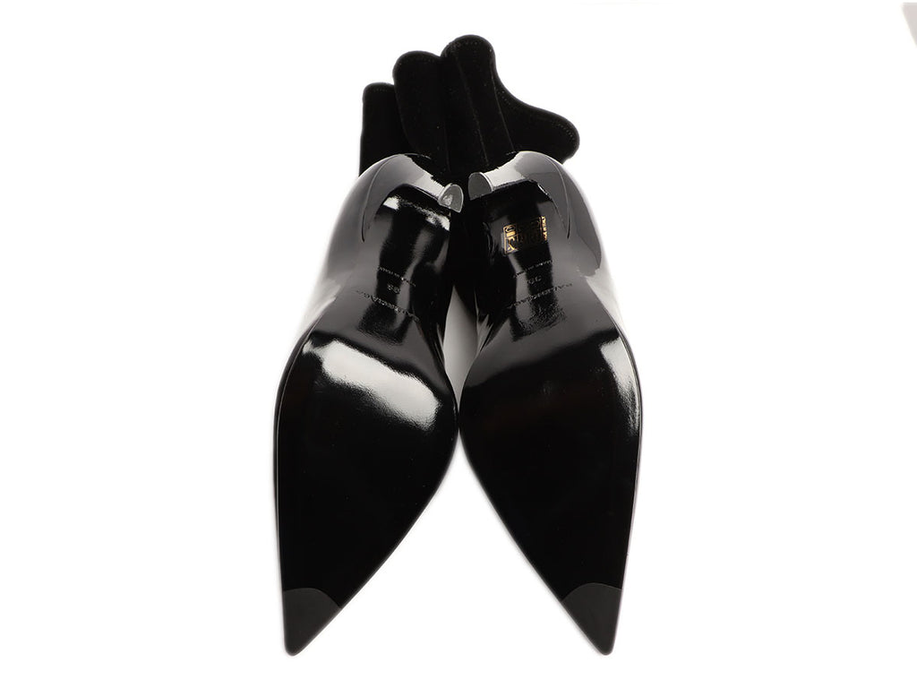 Balenciaga Black Patent and Velvet Knife Boots
