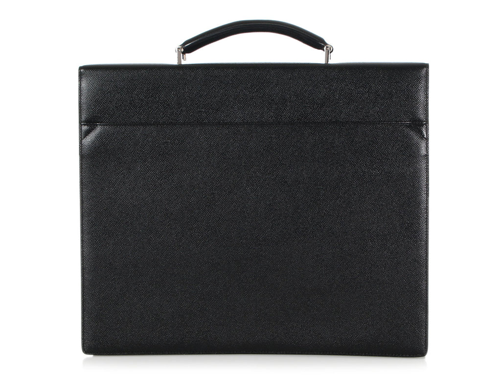 Bulgari Black Triple Gusset Briefcase