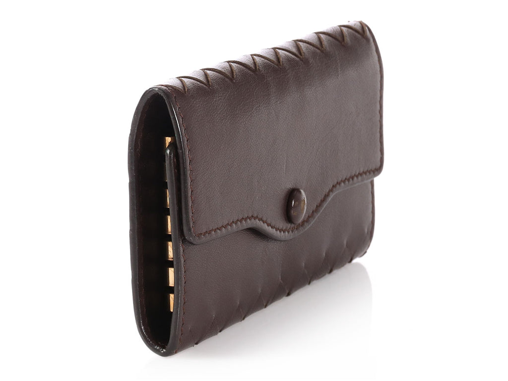 Bottega Veneta Brown Intrecciato Key Case