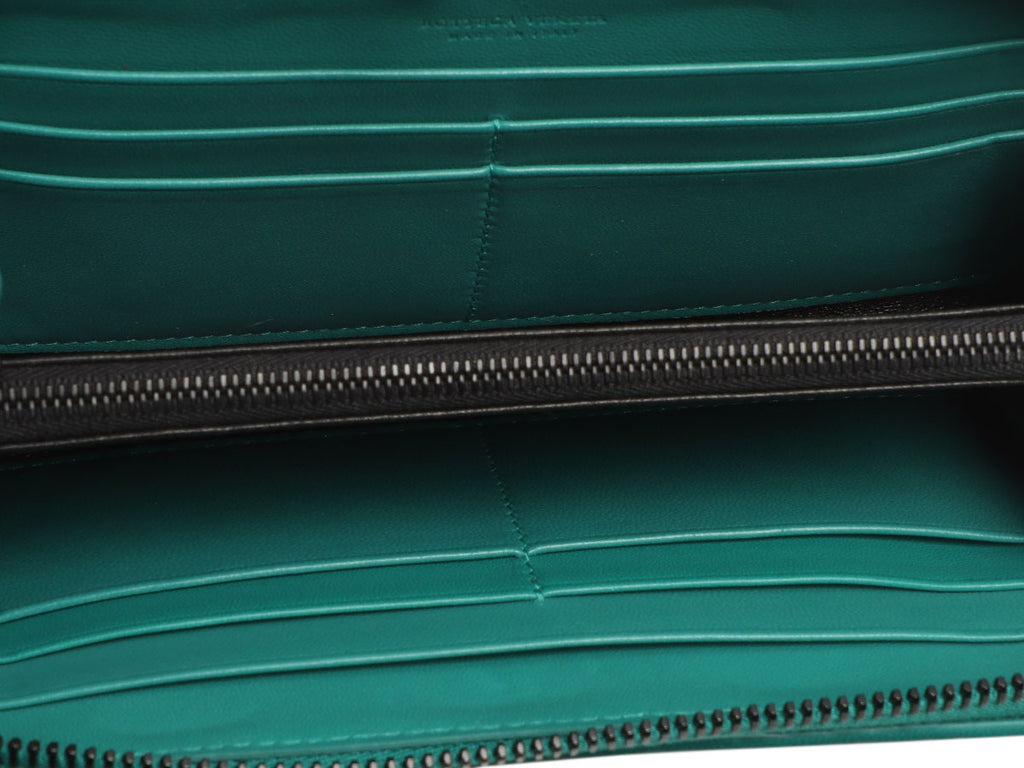 Bottega Veneta Teal Ombre Zip Around Wallet