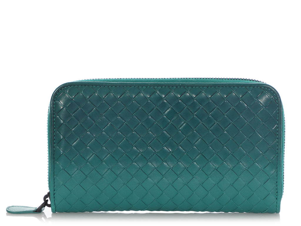 Bottega Veneta Teal Ombre Zip Around Wallet