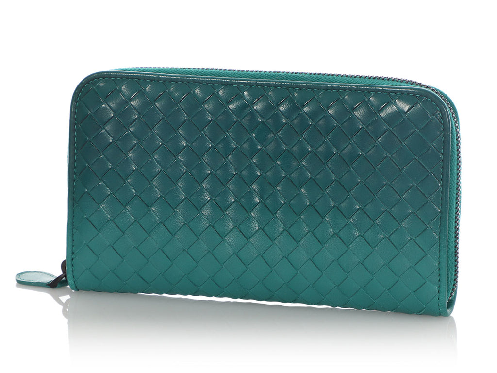 Bottega Veneta Teal Ombre Zip Around Wallet