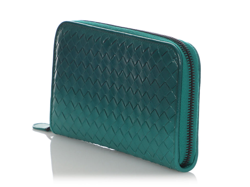 Bottega Veneta Teal Ombre Zip Around Wallet