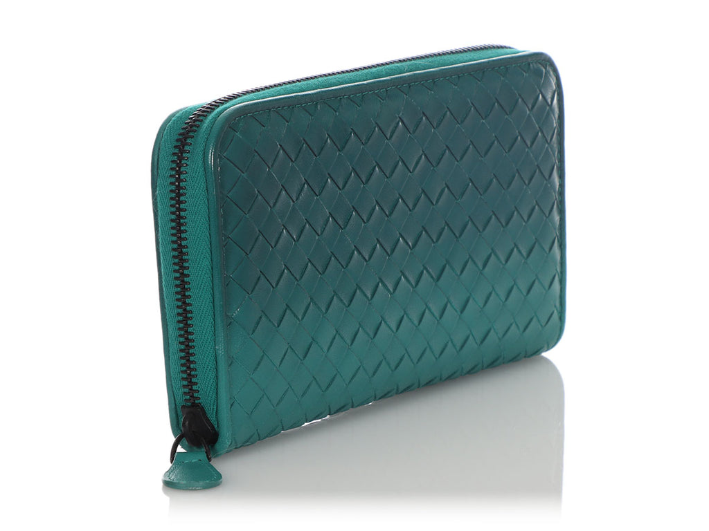 Bottega Veneta Teal Ombre Zip Around Wallet