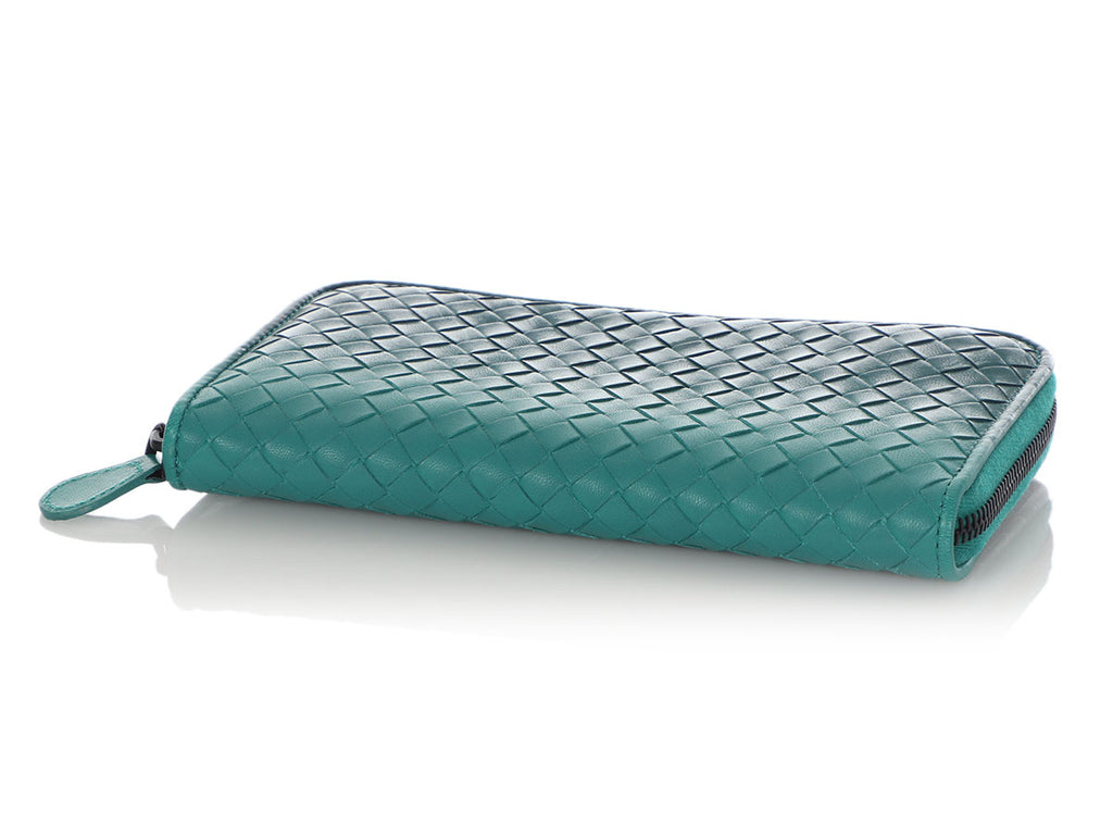 Bottega Veneta Teal Ombre Zip Around Wallet