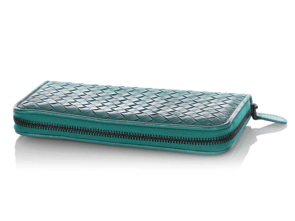 Bottega Veneta Teal Ombre Zip Around Wallet