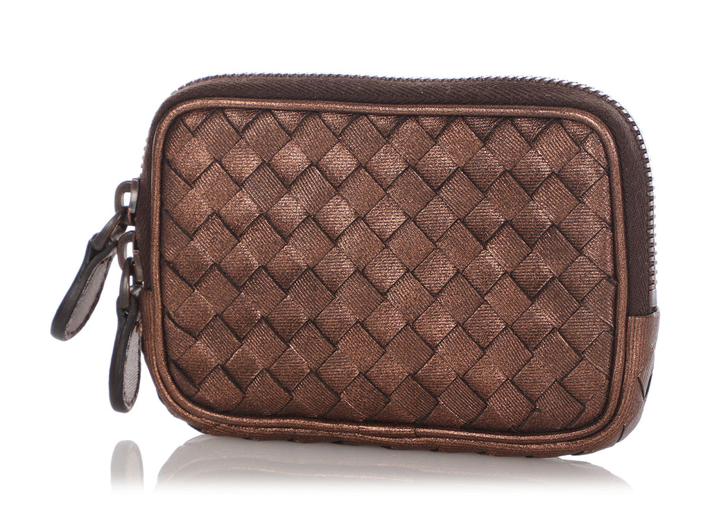 Bottega Veneta Bronze Zip Around Coin Purse