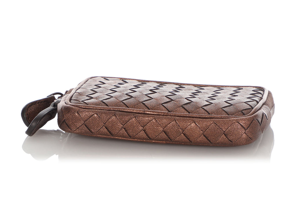 Bottega Veneta Bronze Zip Around Coin Purse