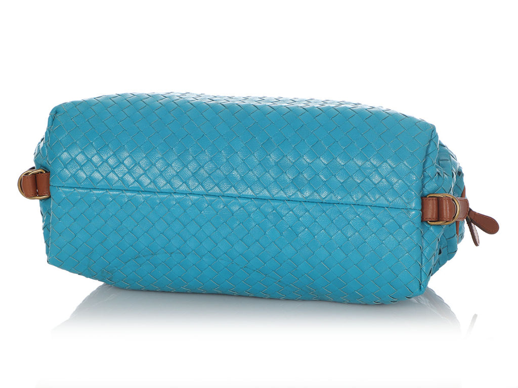 Bottega Veneta Turquoise and Brown Bowler Bag