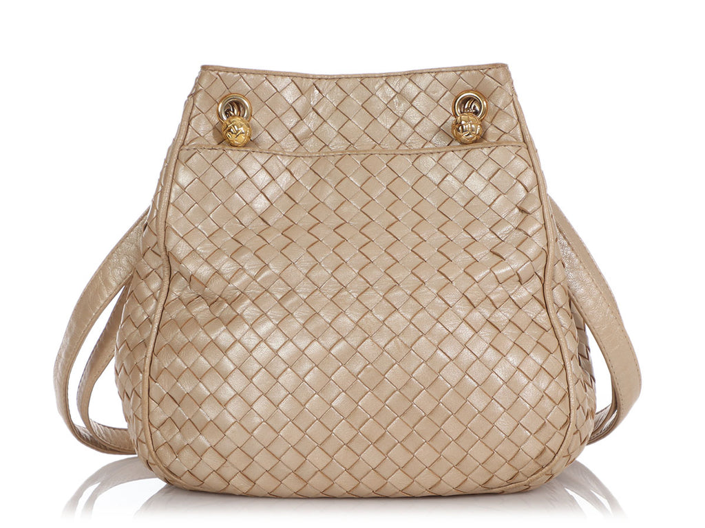 Bottega Veneta Vintage Gold Woven Crossbody Bag