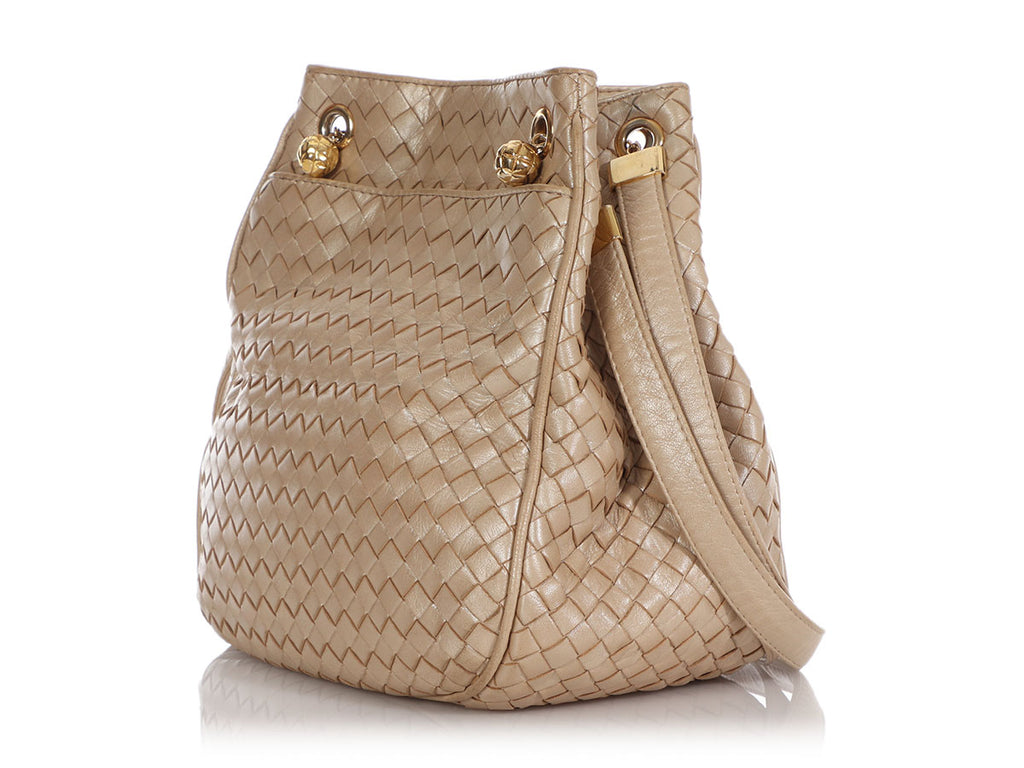 Bottega Veneta Vintage Gold Woven Crossbody Bag