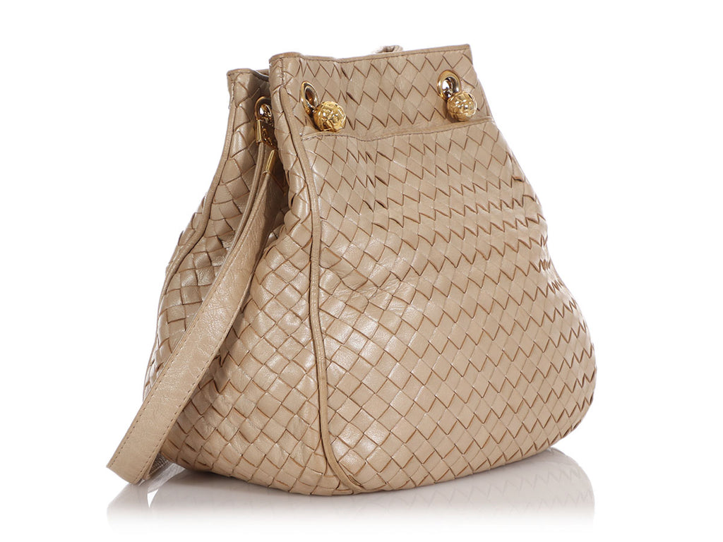 Bottega Veneta Vintage Gold Woven Crossbody Bag