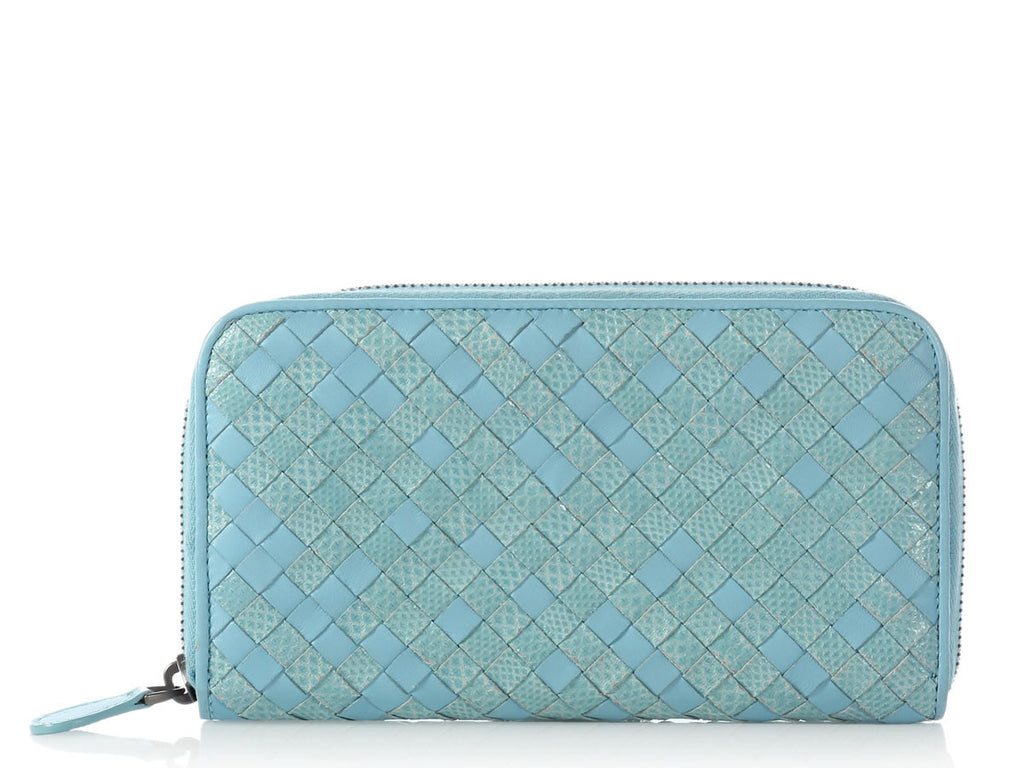 Bottega Veneta Woven Blue Zip Wallet