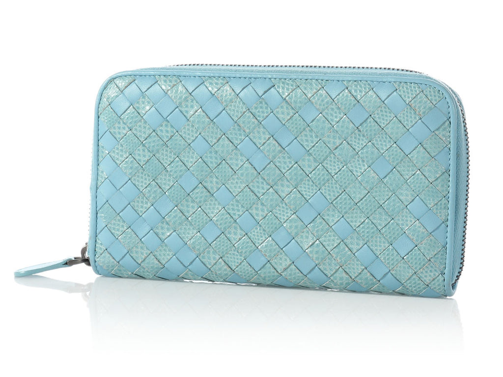 Bottega Veneta Woven Blue Zip Wallet