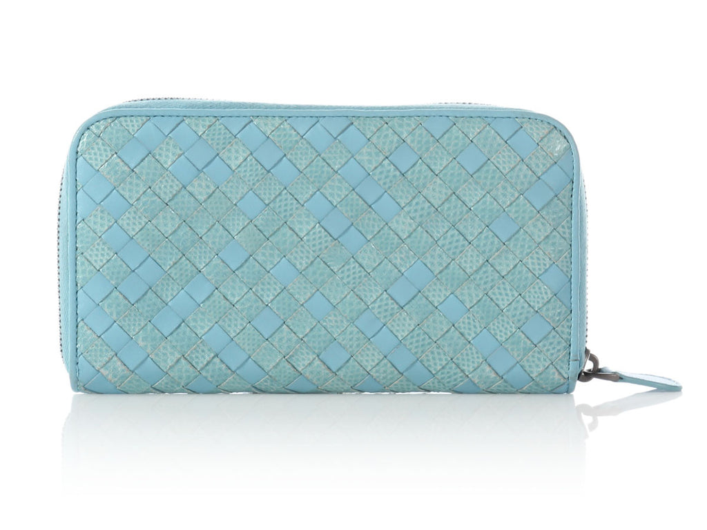 Bottega Veneta Woven Blue Zip Wallet