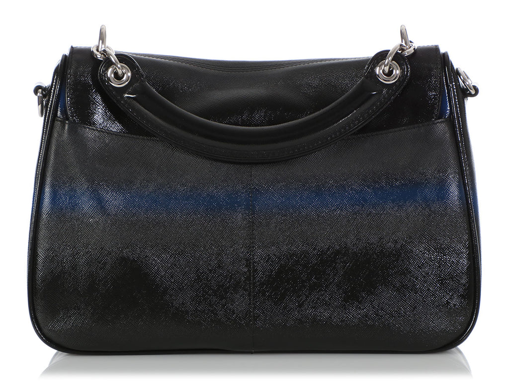 Dior’s Black and Blue Grained Leather Dune Bag