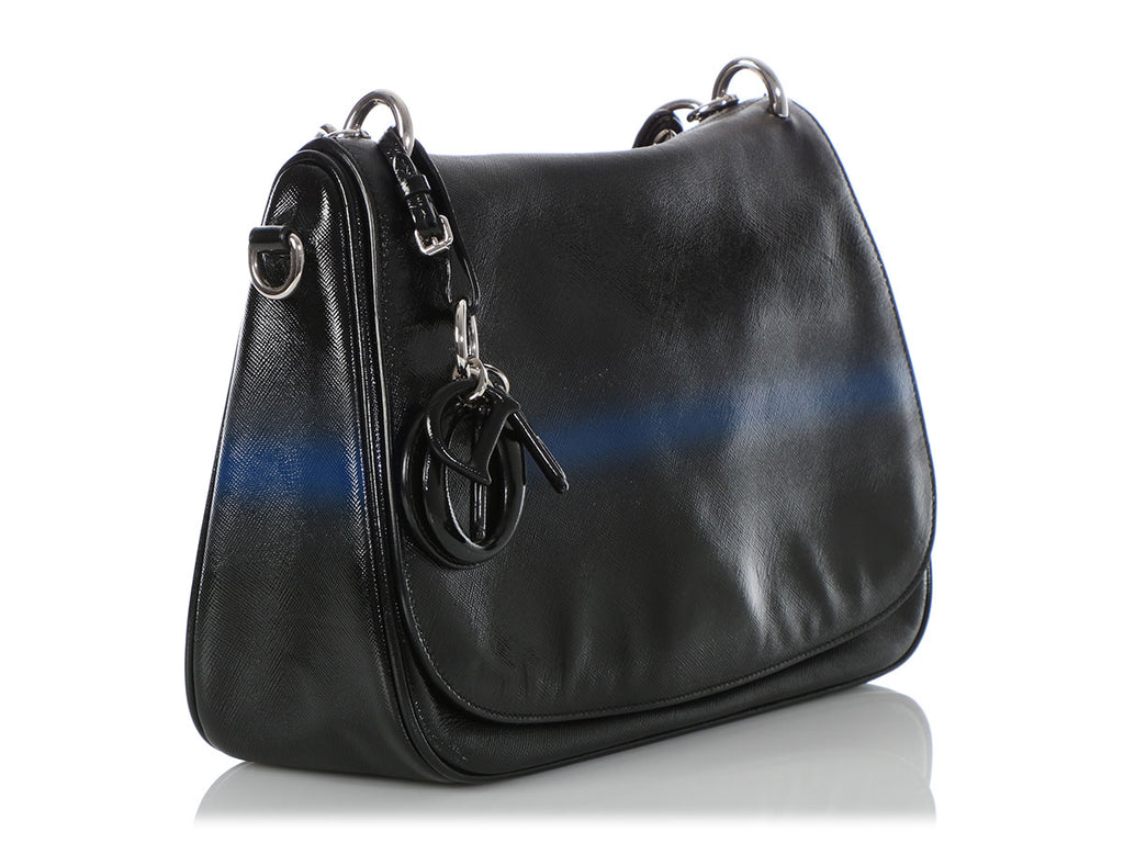 Dior’s Black and Blue Grained Leather Dune Bag