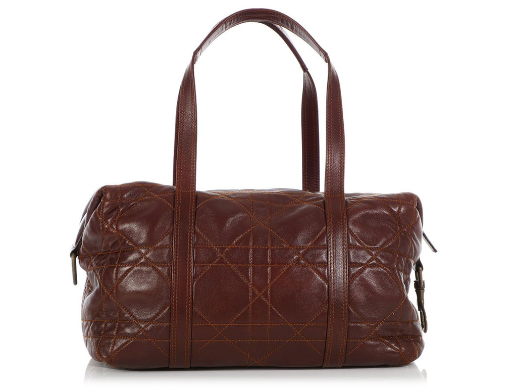 Dior Brown Cannage-Quilted Lambskin Satchel