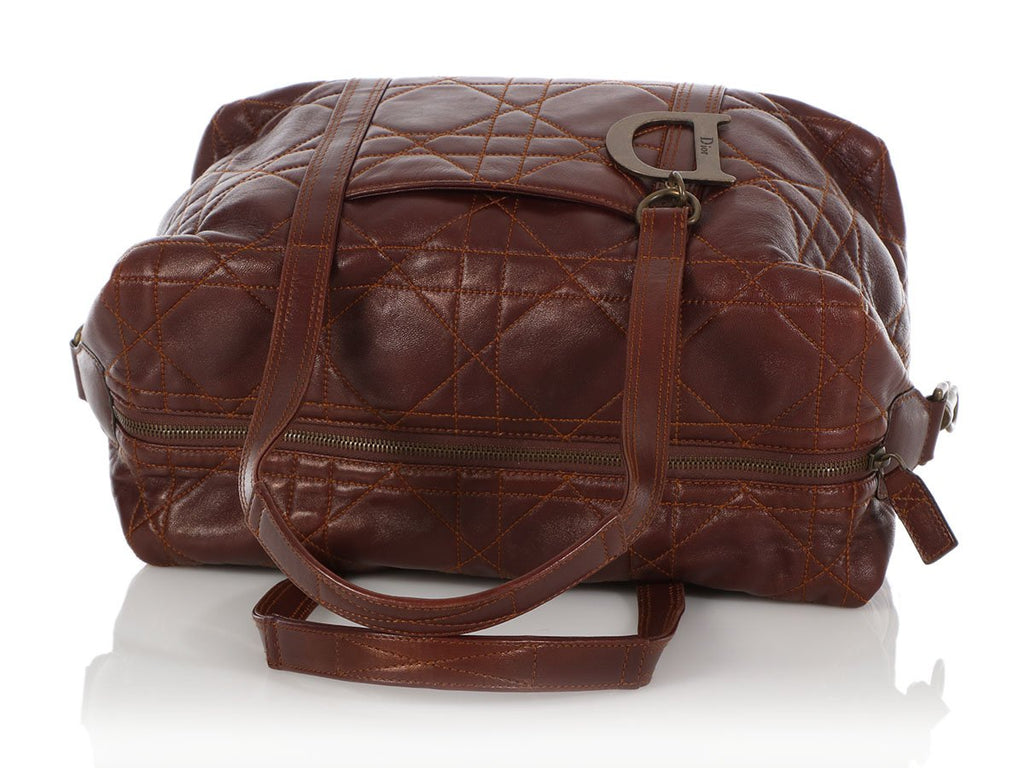 Dior Brown Cannage-Quilted Lambskin Satchel