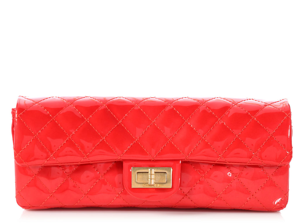 Chanel Red Quilted Patent Reissue Clutch