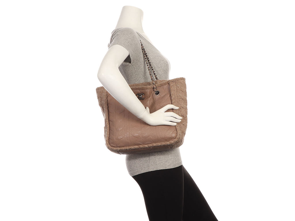 Chanel Tan Twisted Sheepskin and Wool Tote