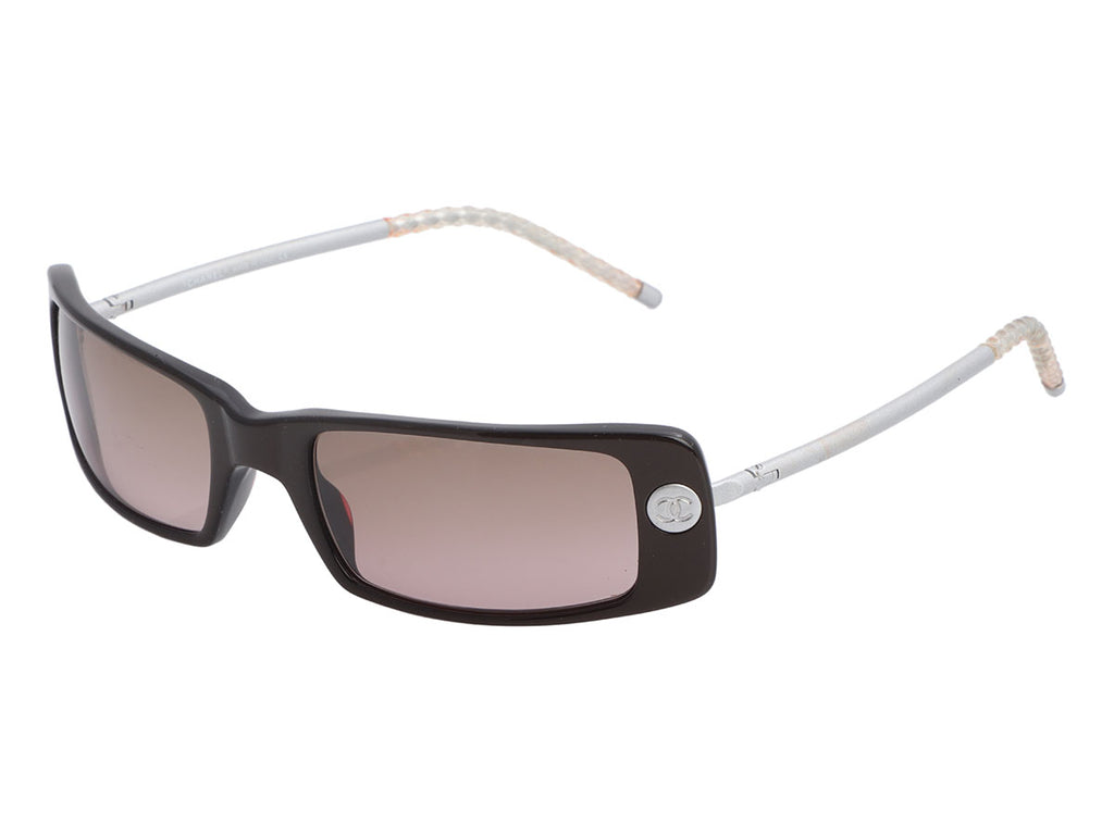 Chanel Small Brown Rectangle Sunglasses